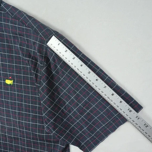 Amen Corner Augusta National Masters Golf Polo Shirt Mens Large Navy Blue Grid - Picture 7 of 7